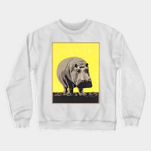 Hippopotamus 1936 Woodcut Print Poster Art Crewneck Sweatshirt